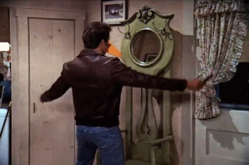 Fonzie devant le miroir